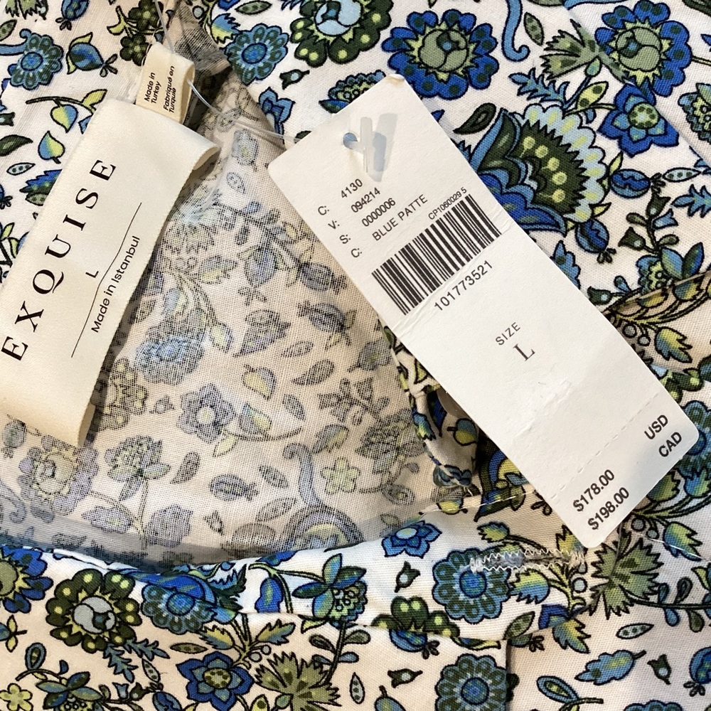 Exquise Tobie Mini Shirt Dress Anthropologie NWT Sz L Sz XL Floral - Picture 13 of 13